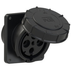 444-6xs Розетка CEE врізна похила (120x130) 125A 4p 6h IP67 чорна