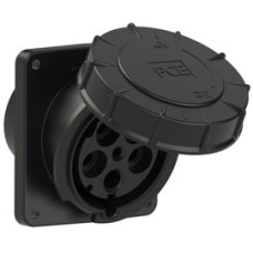 445-6xs Розетка CEE врізна похила (120x130) 125A 5p 6h IP67 чорна
