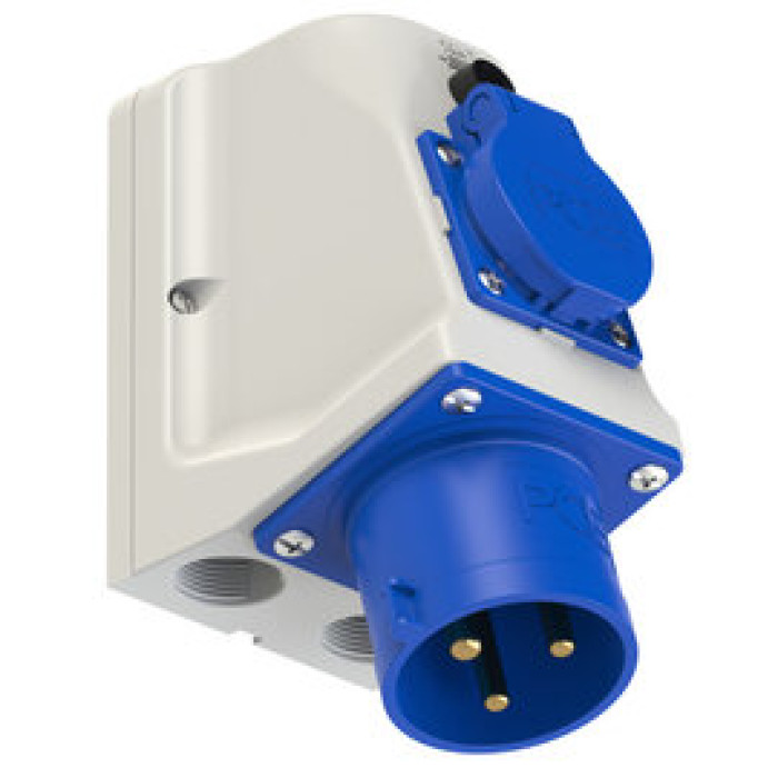 95223-6 Штекер настінний CEE 32A 3p 6h IP44 з безпечною розеткою