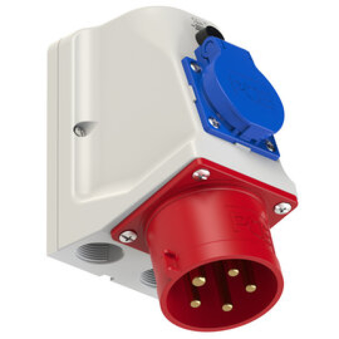 95225-6 Штекер настінний CEE 32A 5p 6h IP44 з безпечною розеткою