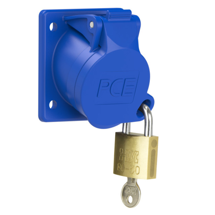 413-6ttf66 Розетка CEE врізна похила (62x68мм) 16A 3p 6h IP44/IP54 з системою замкнення