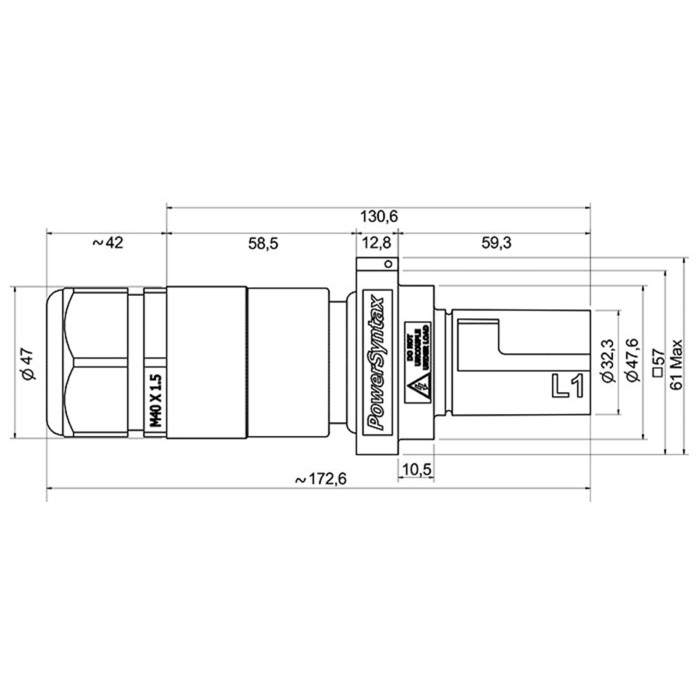 Штекер врізний PowerSyntax 480A L1 S120 під навантаження 380А з системою кабельного введення