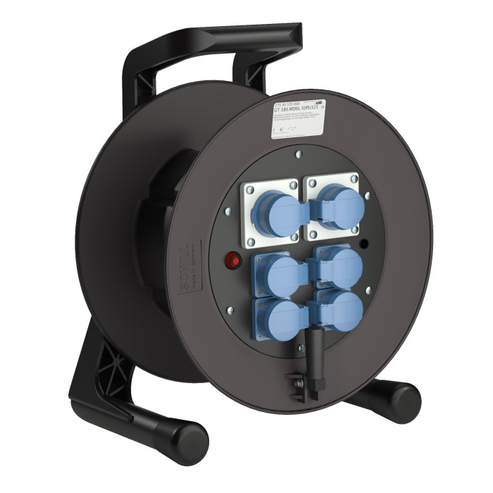 Кабельна котушка каучукова 4xSchuko+2x16A3P+power indicator