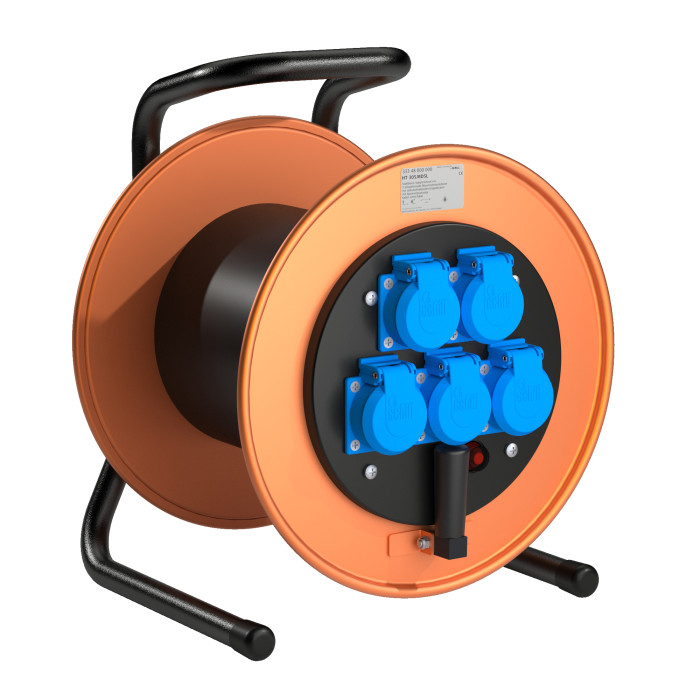 Кабельна котушка металева 5xSchuko+power indicator