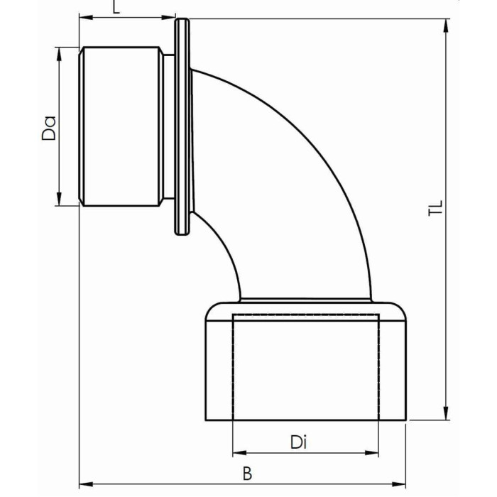 Коліно 90° EWI90 63 RAL 9005 розмір M63x1,5