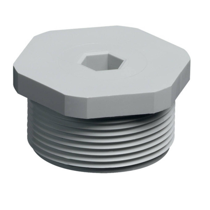 Шестигранна пластикова заглушка EVSGS 50 RAL 7035 розмір M50x1,5