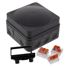 Розподільна коробка COMBI 108 BK / 3-221-413 76x76x51мм, RAL 9005, включно з клемною колодкою WAGO