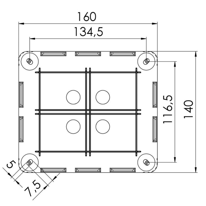 Розподільна коробка COMBI 1210 BK 160 x 140 x 81мм, RAL 9005