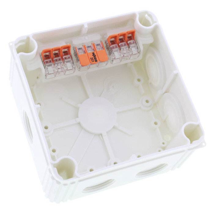 Розподільна коробка COMBI 607 WH / 3-221-613 110x110x66мм, RAL 9001, включно з клемною колодкою WAGO