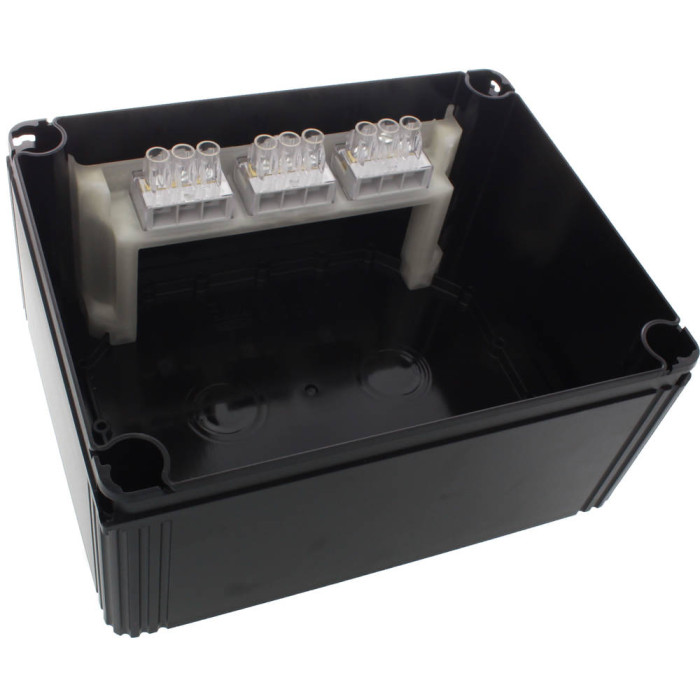 Розподільна коробка COMBI 1610/3 PL BK DK 200x160x94мм, polycarbonate, RAL 9005, прозора кришка, включно з клемною колодкою