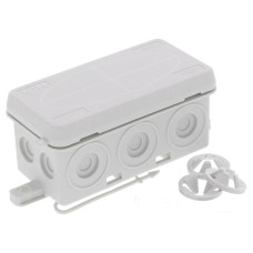 Розподільна коробка KA 006/3x221-413/3xZER LG 86x44x41мм, RAL 7035, з фіксуючими кільцями та клемами WAGO