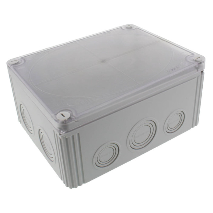 Розподільна коробка COMBI 1610/3 LG DK 200x160x94мм, polycarbonate, RAL 7035, прозора кришка, включно з клемною колодкою