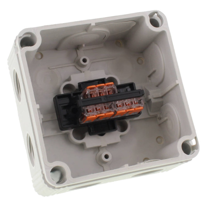 Розподільна коробка COMBI 407 LG / 3-221-413 95x95x60мм, RAL 7035, включно з клемною колодкою WAGO