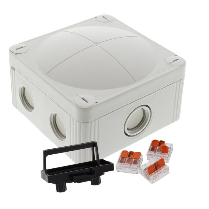 Розподільна коробка COMBI 407 LG / 3-221-413 95x95x60мм, RAL 7035, включно з клемною колодкою WAGO