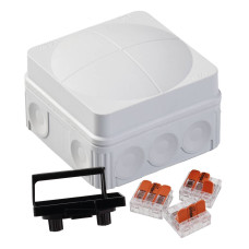 Розподільна коробка COMBI 108 LG / 3-221-413 76x76x51мм, RAL 7035, включно з клемною колодкою WAGO