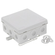 Розподільна коробка KA 012/3x221-413/6xZER LG 86x86x41мм, RAL 7035, з фіксуючими кільцями та клемами WAGO